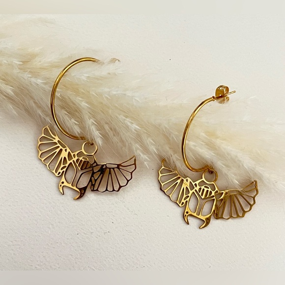 Egyptian Winged Beetle Hoops - Protection Hoops - Ancient Egyptian Hoops - Picture 4 of 9